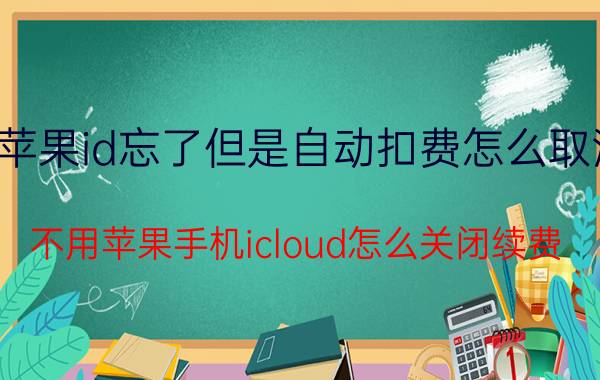 苹果id忘了但是自动扣费怎么取消 不用苹果手机icloud怎么关闭续费？